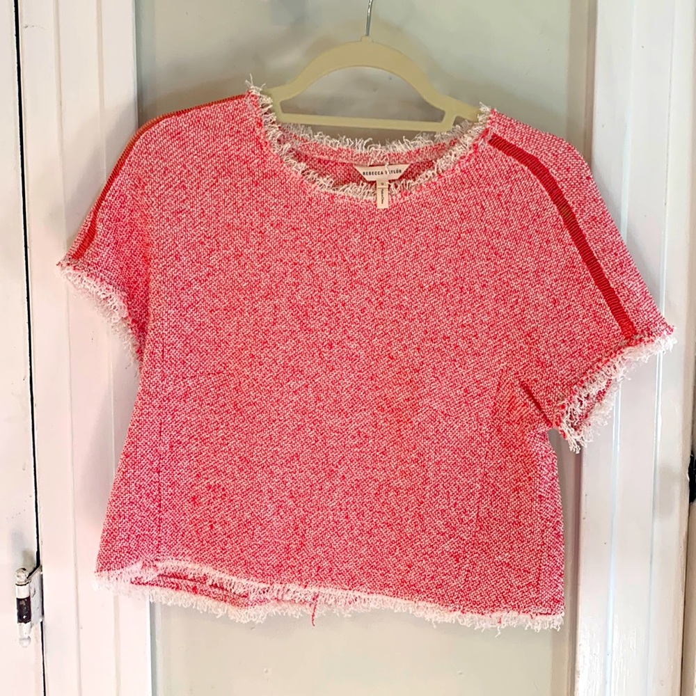 REBECCA TAYLOR Cropped Tweed Peplum Top (XS)
